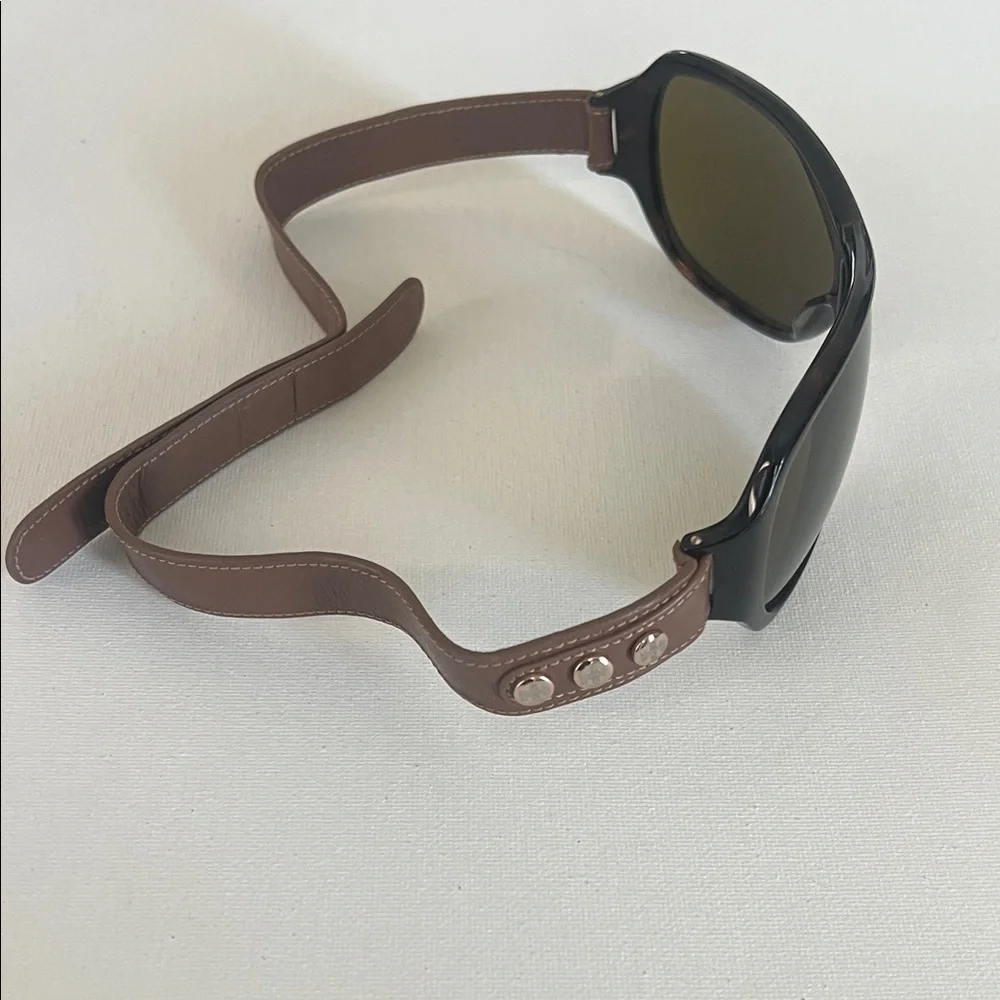 Tory Burch Orange Saffiano Case with Brown Frameless Sunglasses